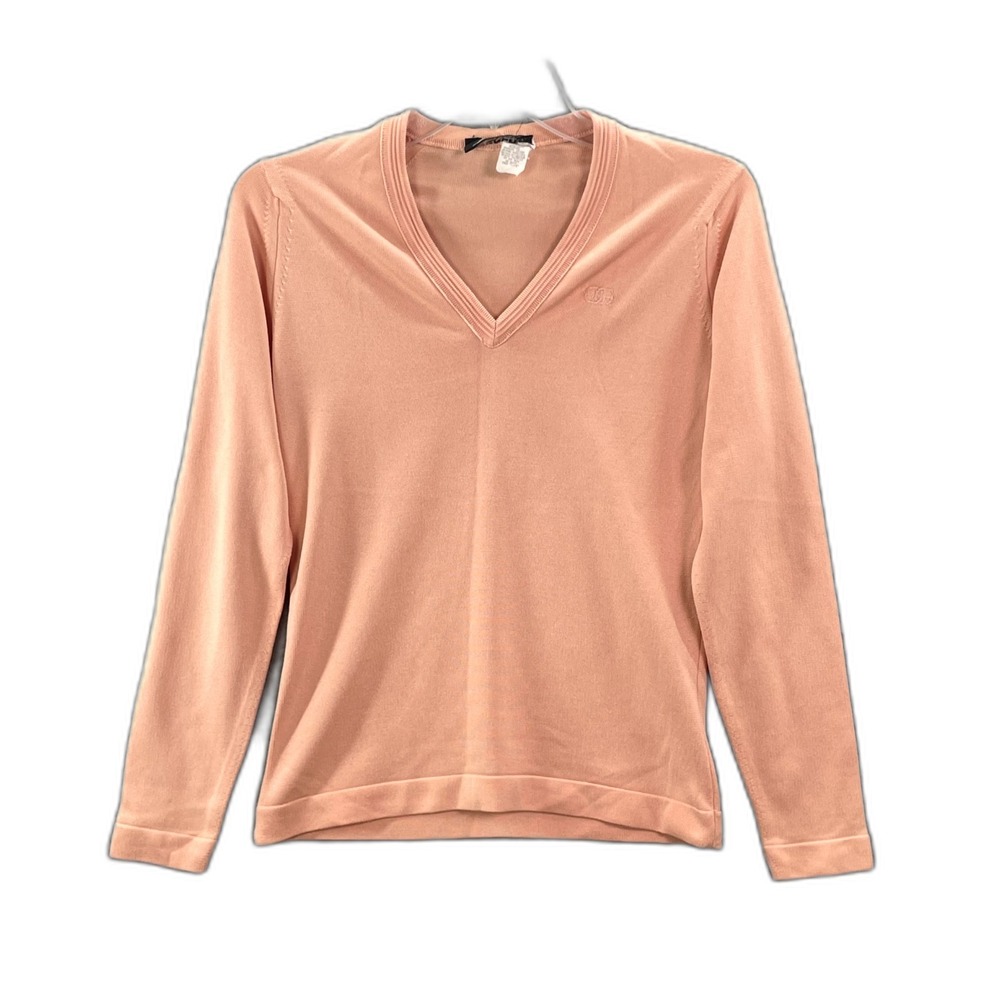 Vintage Givenchy Sport V Neck Sweater Womens Small Peach Classic Preppy Academia